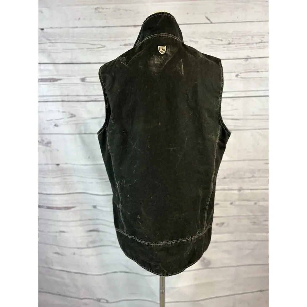 Kuhl Burr Vest Mens Medium Patina Dye Canvas Rugged Workwear Outdoor Zip Pockets - Picture 3 of 8